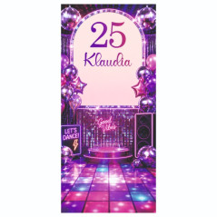 X-Baner 80x180 cm Compact – dekoracyjny stojak na urodziny Pink disco