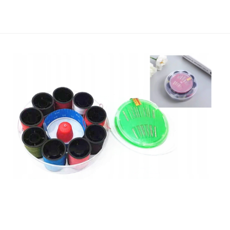 Zestaw krawiecki do szycia w plastikowym pudełku przybornik nici 9x3,5 cm