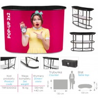 Stabilna lada promocyjna Pop-Up 2×2 130×40 cm z nadrukiem – na eventy i targi