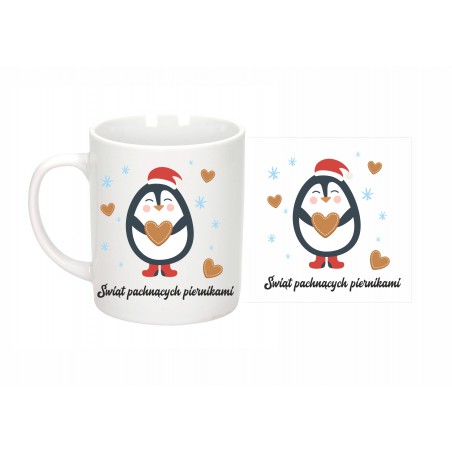 Kubek biały 300 ml 9,5x8 cm z nadrukiem + pudełko ze wstążką 1 szt. – personalizowany prezent