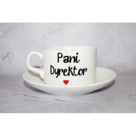 Ceramika biała filiżanka z nadrukiem 170 ml 6,5x8 cm z talerzykiem – prezent personalizowany