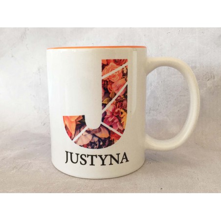 Kubek biały 300 ml 9,5x8 cm z imieniem kwiaty – personalizowany prezent