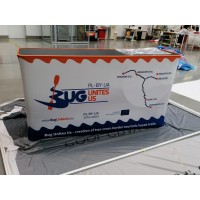 Duża lada reklamowa prostokątna 195x52 cm – do ekspozycji targowych