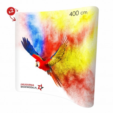 Ścianka tekstylna łukowa Atlantis 400×230 cm z nadrukiem jednostronnym – mobilna prezentacja marki