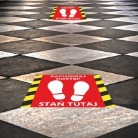 Folia samoprzylepna laminowana UV naklejka podłogowa 30×30 cm 10 wzorów – zachowanie ostrożności i dystansu socjalnego