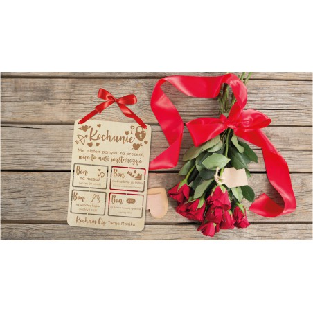 Sklejka sosnowa kupony walentynkowe 21x29 cm 3 mm personalizowane – prezent dla zakochanych