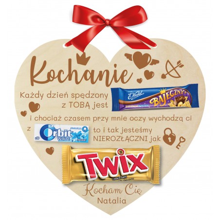 Drewniana tabliczka prezentowa serce 3 mm sklejka z grawerem – kreatywny upominek walentynkowy