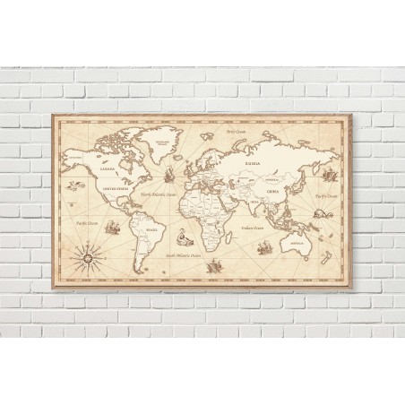 Drewniany obrazy mapa świata retro