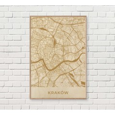 Drewniany obraz mapa Krakowa