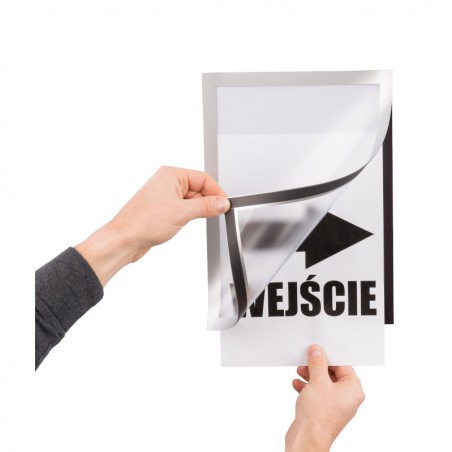 Dwustronna ramka plakatowa magnetyczna A3 srebrna szybki montaż – do ekspozycji na witrynach