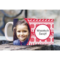 Kubek biały fotokubek 300 ml 9,5x8 cm z nadrukiem Świąteczny – personalizowany prezent