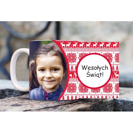 Kubek biały fotokubek 300 ml 9,5x8 cm z nadrukiem Świąteczny – personalizowany prezent