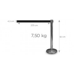 Słupek odgradzający chrome 92 cm 225 cm taśma czarna – kontrola ruchu
