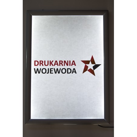 Podświetlana ramka LED OWZ A2 aluminiowa profil 25 mm – ekspozycja całodobowa