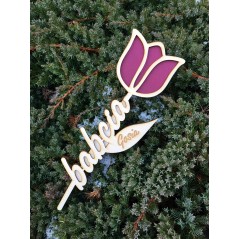 Sklejka brzozowa tulipan drewniany 9x26,5 cm 3 mm personalizowany – prezent dla babci