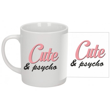 Kubek biały 300 ml 9,5x8 cm z nadrukiem Cute & psycho – personalizowany prezent