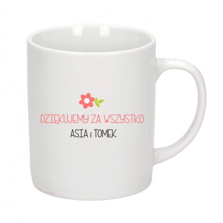Kubek biały 300 ml 9,5x8 cm z nadrukiem Najlepsza Mama na świecie + imiona dzieci – personalizowany prezent