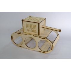 Drewniany czołg na piwo 25×15×12,5 cm 3 mm sklejka z grawerem – prezent dla piwosza