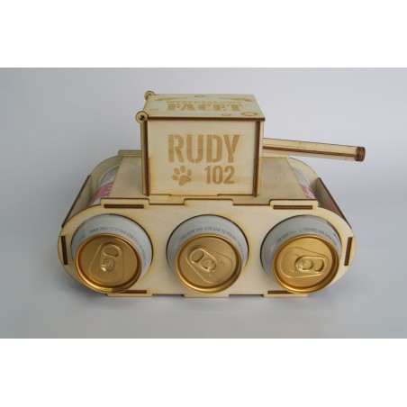 Drewniany czołg na piwo 25×15×12,5 cm 3 mm sklejka z grawerem – prezent dla piwosza