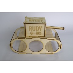 Drewniany czołg na piwo 25×15×12,5 cm 3 mm sklejka z grawerem – prezent dla piwosza