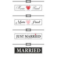 Naklejka samoprzylepna tablica rejestracyjna 52x11,4 - trwała dekoracja samochodu ślubnego