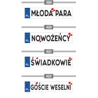 Naklejka samoprzylepna tablica rejestracyjna 52x11,4 - trwała dekoracja samochodu ślubnego