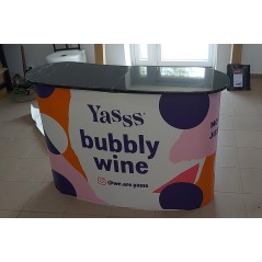 Stabilna lada promocyjna Pop-Up 2×2 130×40 cm z nadrukiem – na eventy i targi