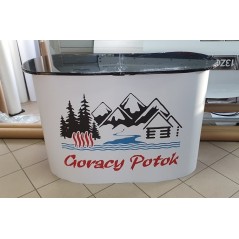 Stabilna lada promocyjna Pop-Up 2×2 130×40 cm z nadrukiem – na eventy i targi