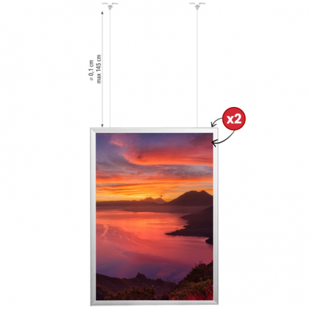 Ramka OWZ podwieszana B2 aluminiowa profil 25 mm – ekspozycja sufitowa plakatów