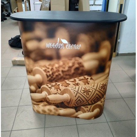 Stabilna lada promocyjna Pop-Up 2×1 90×40 cm z nadrukiem – na eventy i targi