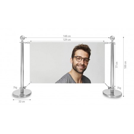 Stalowy słupek Cafeteria chrome100 cm 7 kg z kulą – eleganckie odgrodzenie stref