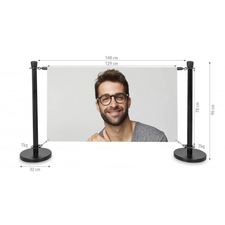 Stalowy słupek Cafeteria czarny 100 cm 7 kg z kulą – eleganckie odgrodzenie stref