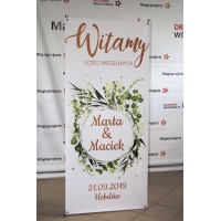 X-Banner Pierwsza Komunia Święta 80×180 cm wianek Compact – elegancka dekoracja uroczystości