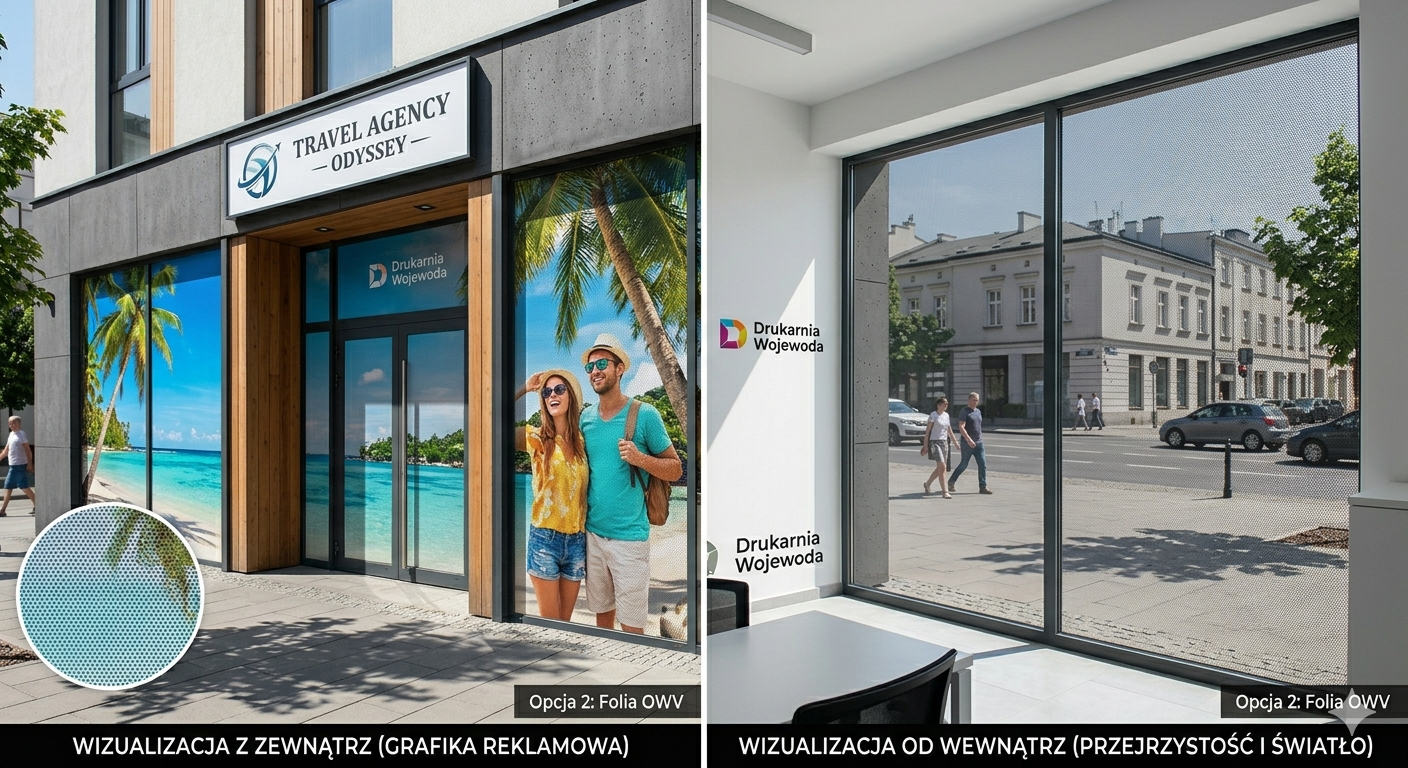 Folia dziurkowana na okna firmowe z drukania wojewoda